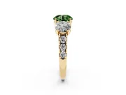 Round Three Stone Engagement Ring Setting for a Fancy Green Lab-Grown Diamond | Accented Shoulders | Yellow Gold