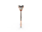 Asscher Cut Three Stone Engagement Ring Setting for a Black Center | Pavé Shoulders | Rose Gold