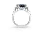 Asscher Cut Halo Engagement Ring Setting for a Fancy Blue Lab-Grown Diamond | Graduated Channel Band | Sterling Silver