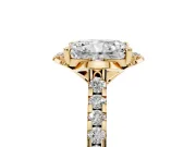 Radiant Cut Floral Petal Engagement Ring Setting | Petal Accents | Yellow Gold