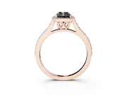 Radiant Cut Pavé Halo Engagement Ring Setting for a Black Center | Rose Gold