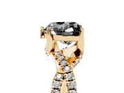 Heart-Shaped Twisted Pavé Engagement Ring Setting for a Black Center | Split Shank | Yellow Gold