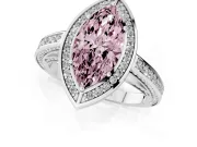 Fancy Pink Marquise Cut Diamond Halo Pavé Split Shank Ring Set in Silver with Prong Setting