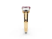 Emerald Cut Three Stone Engagement Ring Setting for a Fancy Pink Lab-Grown Diamond | Basket Prong Heads | Yellow Gold