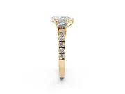 Pear-Shaped Three Stone Engagement Ring Setting | Pave Shoulders | Yellow Gold