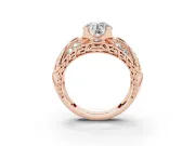 Round Art Deco Graduated Pave Engagement Ring Setting | Split Shank | Rose Gold
