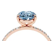 Oval Pave Solitaire Engagement Ring Setting for a Fancy Blue Lab-Grown Diamond | Pave Shoulders | Rose Gold