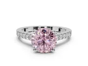 Round Pavé Engagement Ring Setting for a Fancy Pink Lab-Grown Diamond | Crossover Gallery | Platinum