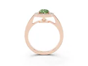 Fancy Green Pear Cut Diamond Halo Pavé Engagement Ring Set in Rose gold with Bezel Setting
