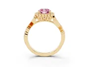 Cushion Cut Leaf Halo Engagement Ring Setting for a Fancy Pink Lab-Grown Diamond | Yellow Gold
