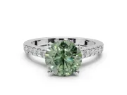 Round Pavé Solitaire Engagement Ring Setting for a Fancy Green Lab-Grown Diamond | Crossover Gallery | Platinum