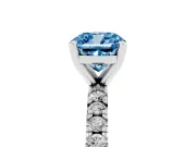 Cushion Cut Pavé Solitaire Engagement Ring Setting for a Fancy Blue Lab-Grown Diamond | White Gold
