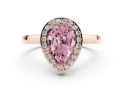 Fancy Pink Pear Cut Diamond Halo Ring Set in Rose gold with Solitaire Band and Prong Setting