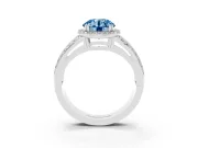 Round Halo Engagement Ring Setting for a Fancy Blue Lab-Grown Diamond | Split Shank | Platinum