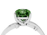 Fancy Green Radiant Cut Diamond Pavé Twist Band Solitaire Ring Set in White gold with Prong Setting