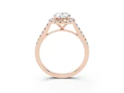 Oval Halo Engagement Ring Setting | Pave Shoulders | Rose Gold