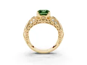 Asscher Cut Art Deco Engagement Ring Setting for a Fancy Green Lab-Grown Diamond | Yellow Gold