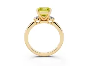 Asscher Cut Three Stone Engagement Ring Setting for a Fancy Yellow Lab-Grown Diamond | Round Side Stones | Yellow Gold