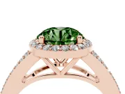 Round Halo Engagement Ring Setting for a Fancy Green Lab-Grown Diamond | Pave Split Shank | Rose Gold