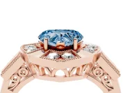 Heart-Shaped Milgrain Sectioned Halo Engagement Ring Setting for a Fancy Blue Lab-Grown Diamond | Rose Gold