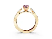 Emerald Cut Floral Vine Engagement Ring Setting for a Fancy Pink Lab-Grown Diamond | Yellow Gold