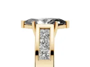 Marquise Channel-Set Engagement Ring Setting for a Black Center | Princess Side Stones | Yellow Gold