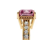 Asscher Cut Engraved Engagement Ring Setting for a Fancy Pink Lab-Grown Diamond | Yellow Gold