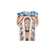 Pear-Shaped Vintage Milgrain Engagement Ring Setting for a Fancy Blue Lab-Grown Diamond | Hidden Halo | Rose Gold