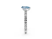 Fancy Blue Pear Cut Diamond Pavé Band Solitaire Set in Platinum with Prong Setting