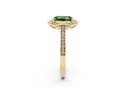 Emerald Cut Petal Tip Halo Engagement Ring Setting for a Fancy Green Lab-Grown Diamond | Pavé Band | Yellow Gold