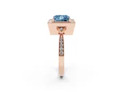 Princess Cut Milgrain Halo Engagement Ring Setting for a Fancy Blue Lab-Grown Diamond | Graduated Pavé | Rose Gold