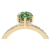 Marquise Hidden Halo Engagement Ring Setting for a Fancy Green Lab-Grown Diamond | Yellow Gold