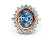 Oval Bezel Halo Engagement Ring Setting for a Fancy Blue Lab-Grown Diamond | Rose Gold