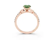 Oval Leaf Pavé Engagement Ring Setting for a Fancy Green Lab-Grown Diamond | Rose Gold