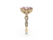 Marquise Milgrain Halo Engagement Ring Setting for a Fancy Pink Lab-Grown Diamond | Graduated Shoulders | Yellow Gold