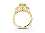 Princess Cut Three Stone Engagement Ring Setting for a Fancy Yellow Lab-Grown Diamond | Braided Band | Yellow Gold