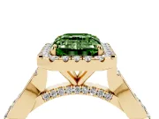 Emerald Cut Twist Halo Engagement Ring Setting for a Fancy Green Lab-Grown Diamond | Yellow Gold