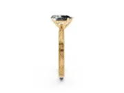 Fancy Black Pear Cut Diamond Solitaire Milgrain Engraved Band Set in Yellow gold with Prong Setting