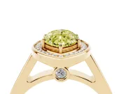 Fancy Yellow Marquise Cut Diamond Halo Solitaire Ring Set in Yellow gold with Pavé Band and Bezel Setting
