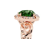 Heart-Shaped Filigree Halo Engagement Ring Setting for a Fancy Green Lab-Grown Diamond | Rose Gold