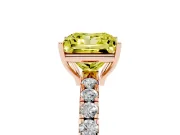 Princess Cut Pave Engagement Ring Setting for a Fancy Yellow Lab-Grown Diamond | Shared Prong Band | Rose Gold