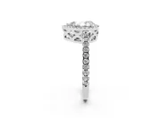 Pear-Shaped Halo Engagement Ring Setting | Half Pave Band | White Gold