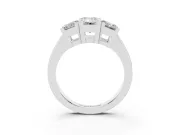 Emerald Cut Three Stone Engagement Ring Setting | Large Side Stones | Platinum
