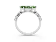 Marquise Accented Engagement Ring Setting for a Fancy Green Lab-Grown Diamond | Sterling Silver