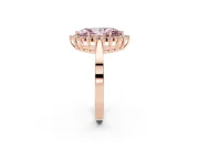 Fancy Pink Marquise Cut Diamond Halo Ring Set in Rose gold with Round Halo and Smooth Solitaire Band