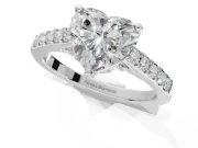 Heart-Shaped Pavé Solitaire Engagement Ring Setting | Crossover Gallery | White Gold
