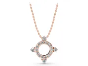 Round Lab-Grown Diamond Pavé Open Circle Pendant Necklace | Compass Accents | Rose Gold