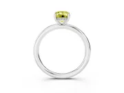 Fancy Yellow Emerald Cut Diamond Solitaire Ring Set in Platinum with Thin Band and Prong Setting