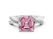 Asscher Cut Twist Engagement Ring Setting for a Fancy Pink Lab-Grown Diamond | Platinum