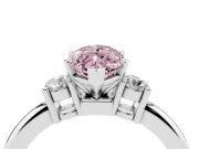 Marquise Three Stone Engagement Ring Setting for a Fancy Pink Lab-Grown Diamond | Round Side Stones | White Gold